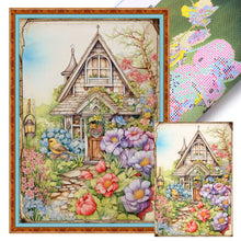 Load image into Gallery viewer, Yishu - Vintage Poster - Garden Cottage - 40*60CM 11CT 3 Stamped Cross Stitch
