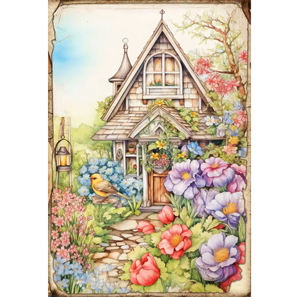 Vintage Poster - Garden Cabin - Full 11CT Stamped Cross Stitch 40x60CM - Yishu