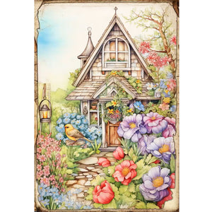 Yishu - Vintage Poster - Garden Cottage - 40*60CM 11CT 3 Stamped Cross Stitch