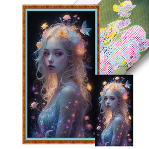 Yishu - Flower Girl - 40*70CM 11CT 3 Stamped Cross Stitch