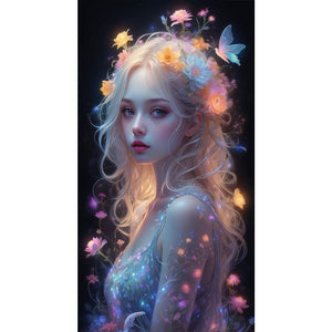 Yishu - Flower Girl - 40*70CM 11CT 3 Stamped Cross Stitch