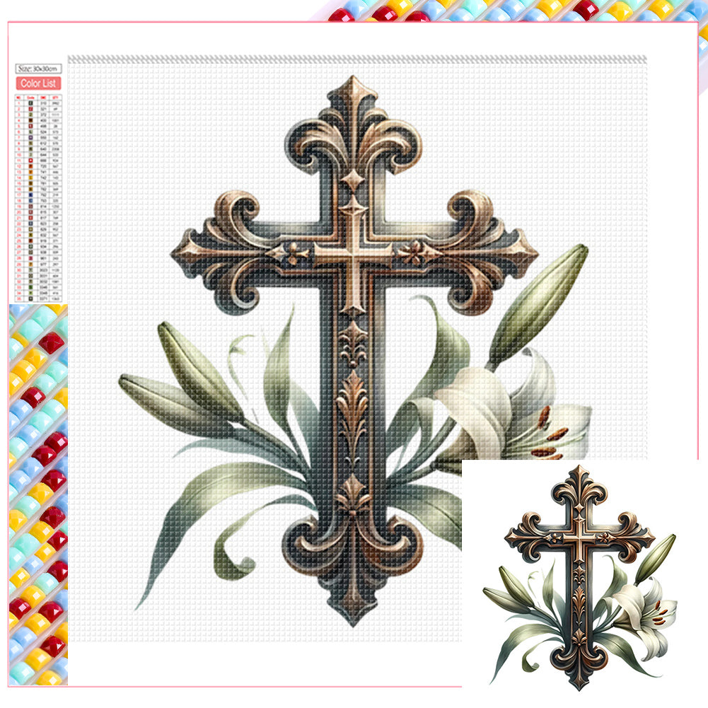 Cross Lily 30*30CM(Picture) Full Square Drill Diamond Painting