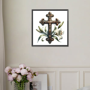 Cross Lily 30*30CM(Picture) Full Square Drill Diamond Painting