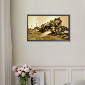 Train Locomotive 50*30CM(Canvas) Full Round Drill Diamond Painting