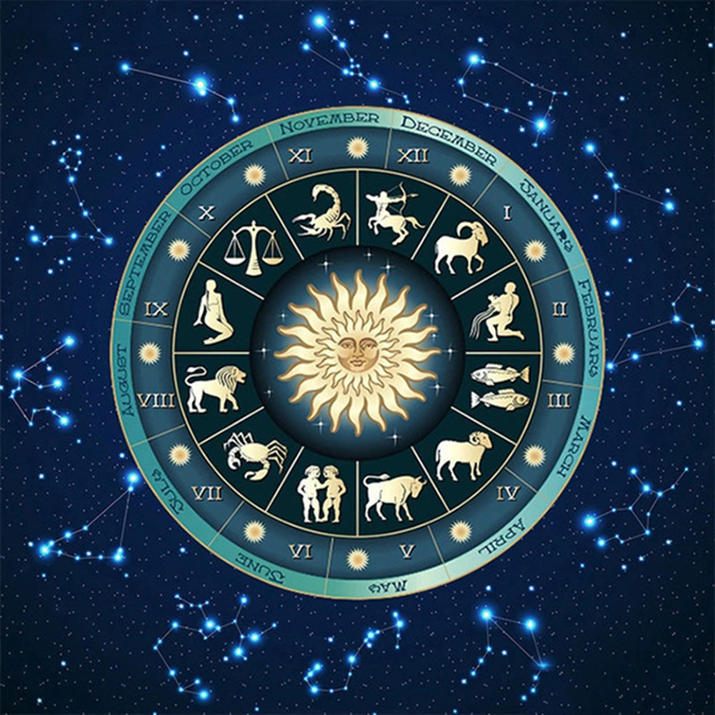 Astrological Chart Of The Twelve Zodiac Signs 50*50CM(Canvas) Full Round Drill Diamond Painting