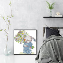 Load image into Gallery viewer, Joy Sunday - Bunny Presenting Flowers - 28*32CM 14CT 2 Stamped Cross Stitch
