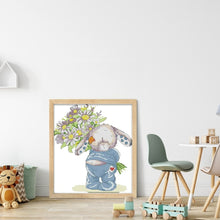 Load image into Gallery viewer, Joy Sunday - Bunny Presenting Flowers - 28*32CM 14CT 2 Stamped Cross Stitch
