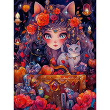 Load image into Gallery viewer, Yishu - Cat Girl - 50*65CM 11CT 3 Stamped Cross Stitch
