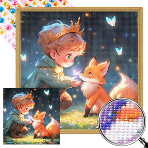 Little Boy And Fox 40*40CM(Picture) Full Round Drill Diamond Painting