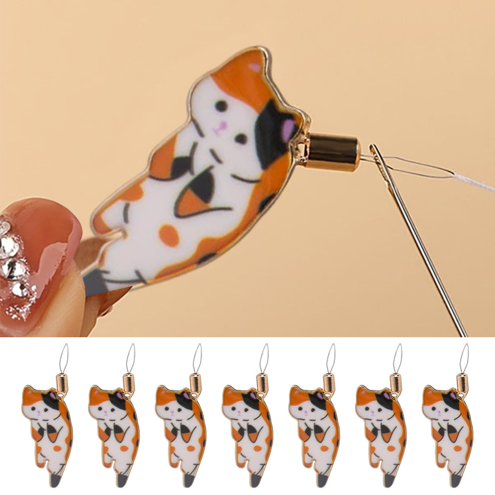 Cat Needle Holder Threader Simple Pin Holder DIY Sewing Pin Organizer (Orange)
