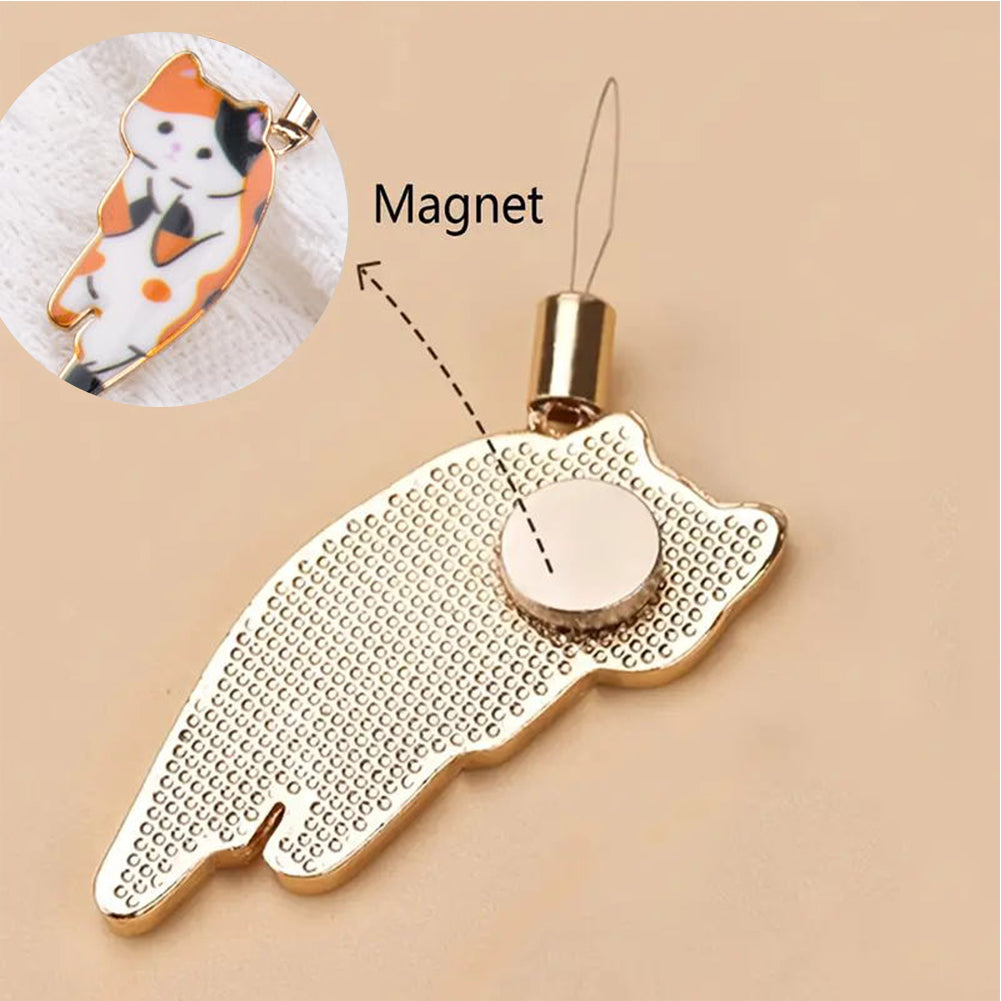 Cat Needle Holder Threader Simple Pin Holder DIY Sewing Pin Organizer (Orange)