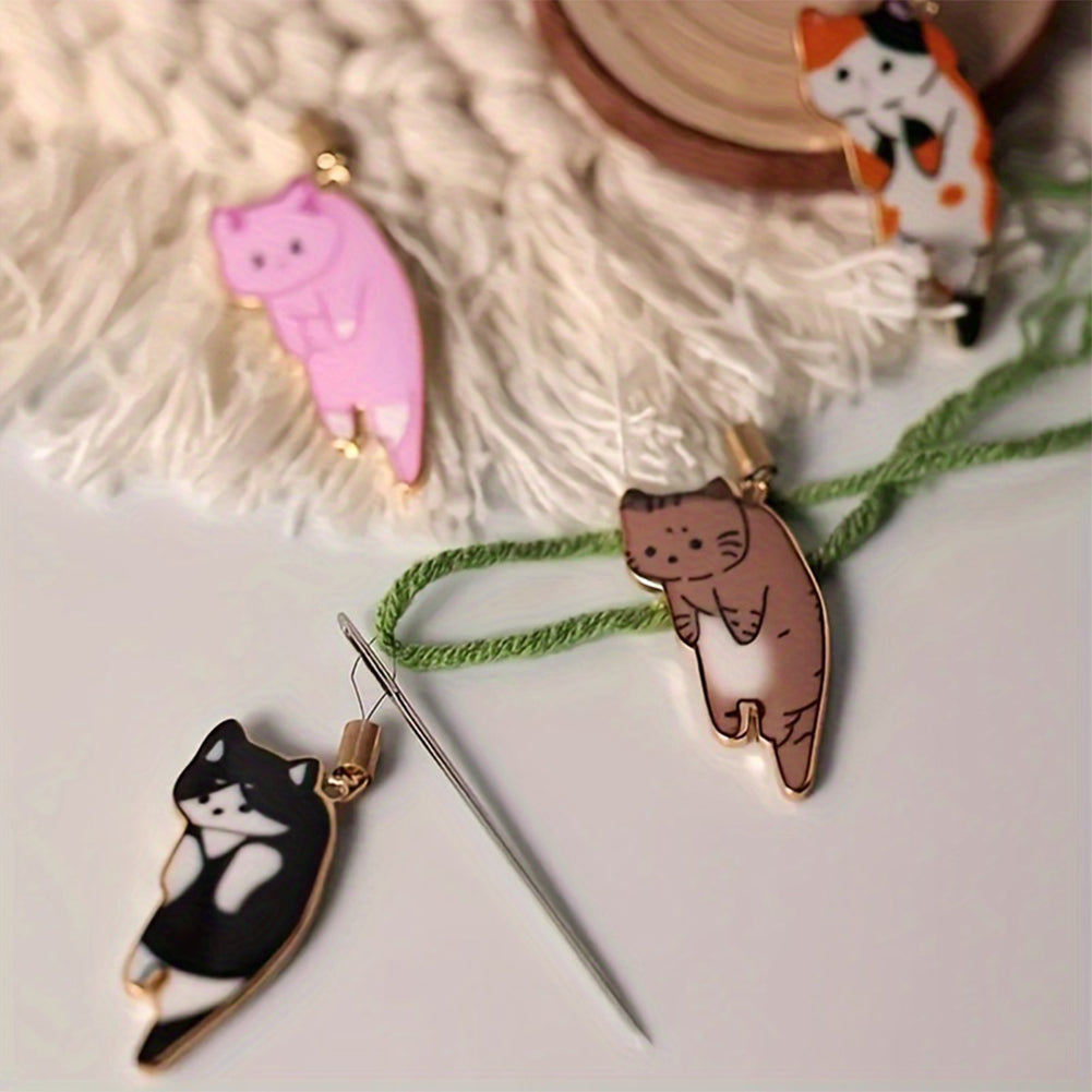 Cat Needle Holder Threader Simple Pin Holder DIY Sewing Pin Organizer (Orange)