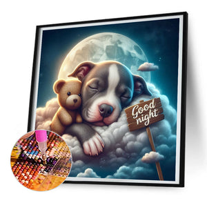 Goodnight Bear And Puppy 30*30CM(Canvas) Full Round Drill Diamond Painting