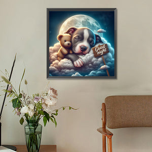 Goodnight Bear And Puppy 30*30CM(Canvas) Full Round Drill Diamond Painting