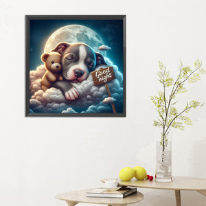 Goodnight Bear And Puppy 30*30CM(Canvas) Full Round Drill Diamond Painting