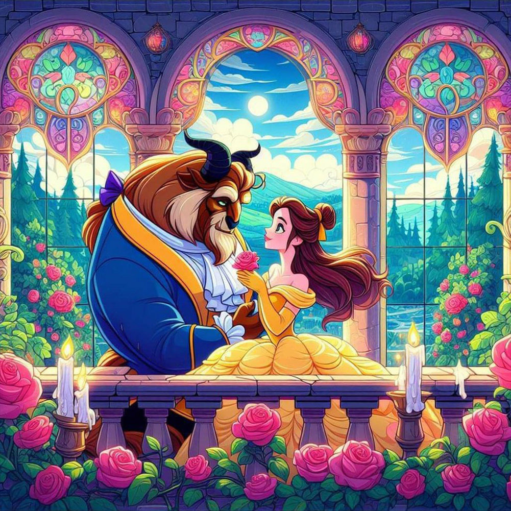Beauty And The Beast 50*50CM(Canvas) Full Round Drill Diamond Painting