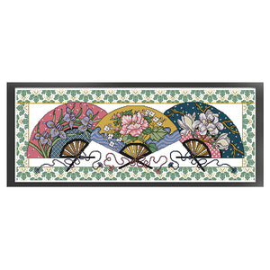 Joy Sunday - Three Fans - 75*31CM 14CT 2 Stamped Cross Stitch