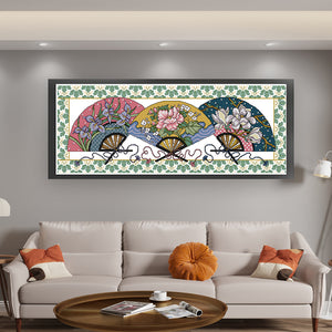 Joy Sunday - Three Fans - 75*31CM 14CT 2 Stamped Cross Stitch