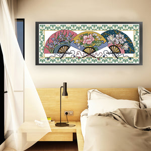 Joy Sunday - Three Fans - 75*31CM 14CT 2 Stamped Cross Stitch