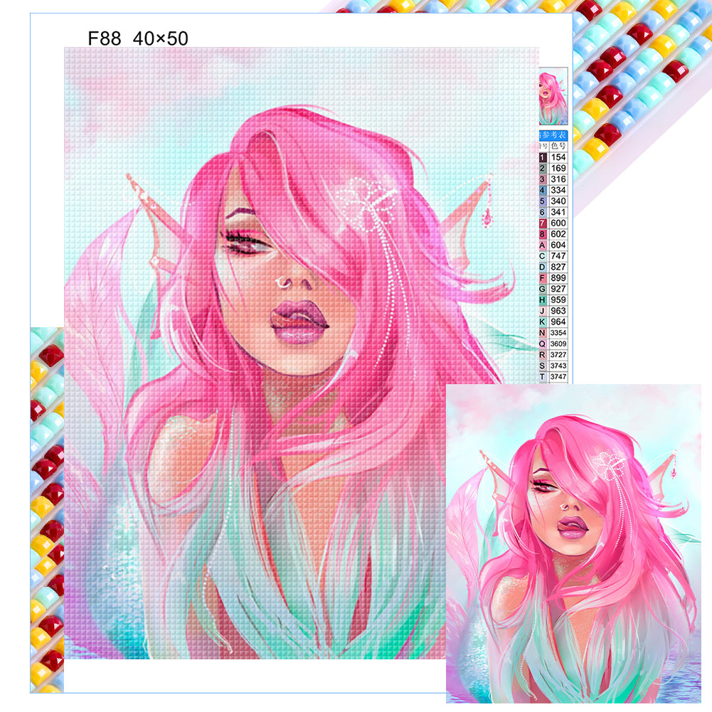Painted Pink Mermaid 40*50CM(Canvas) Full Square Drill Diamond Painting