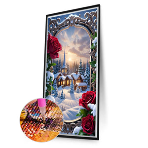 Framed Garden 40*70CM(Picture) Full Round Drill Diamond Painting