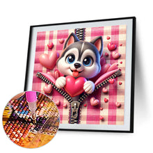 Load image into Gallery viewer, Pink Heart Puppy - Husky 30*30CM(Canvas) Full Round Drill Diamond Painting
