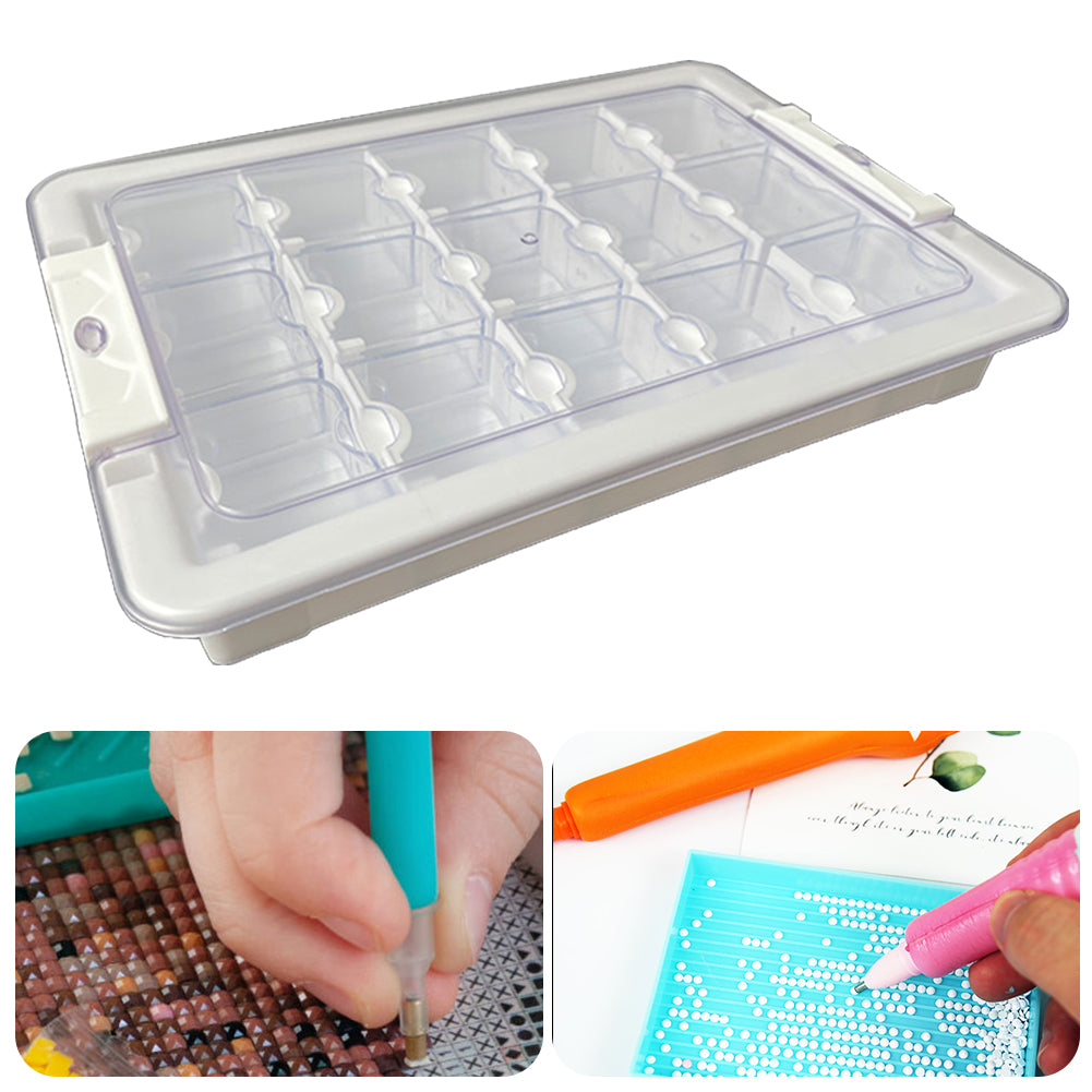 15 Grids Clear Diamond Painting Storage Containers for Beads Art DIY Crafts