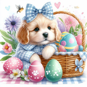 Poodle And Easter Egg 30*30CM(Canvas) Full Round Drill Diamond Painting