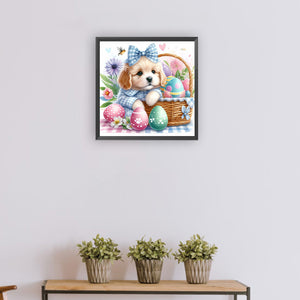 Poodle And Easter Egg 30*30CM(Canvas) Full Round Drill Diamond Painting