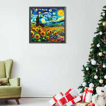 Load image into Gallery viewer, Colored Pencil Drawing Of A Flower Field With Stars 40*40CM(Canvas) Full Round Drill Diamond Painting
