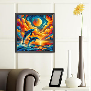 Dolphins At Sunset 40*40CM(Canvas) Full Round Drill Diamond Painting
