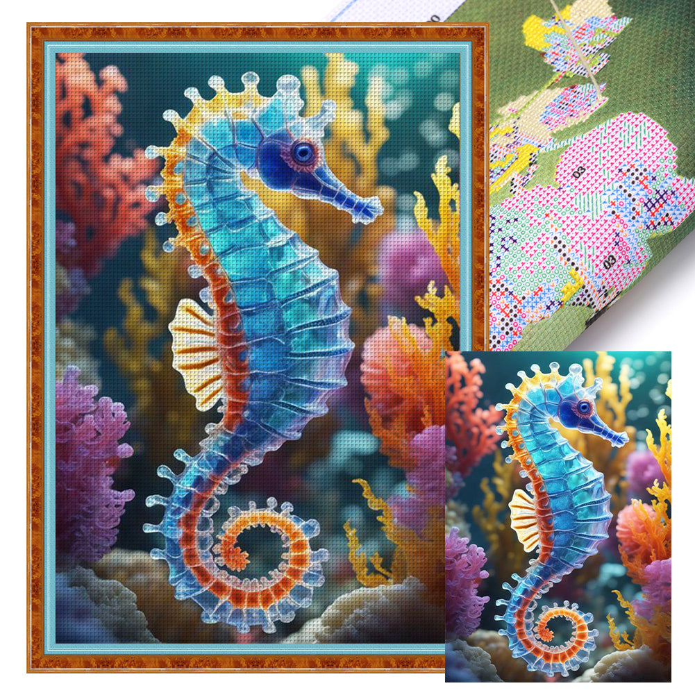 Huancan - Seahorse - 40*60CM 11CT 3 Stamped Cross Stitch