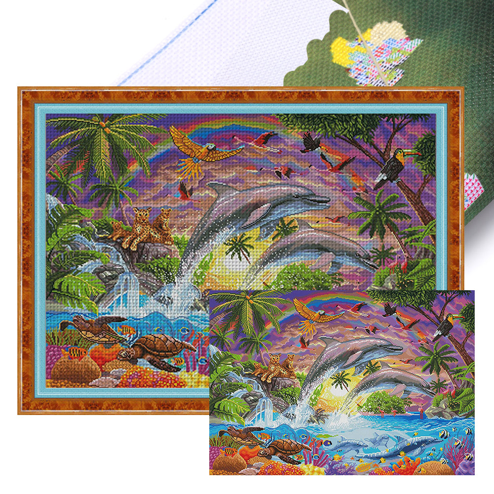 Yishu - Ocean World - 60*45CM 11CT 3 Stamped Cross Stitch