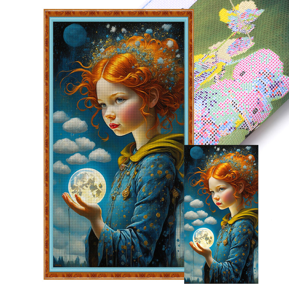 Yishu - Cloud Girl - 40*75CM 11CT 3 Stamped Cross Stitch