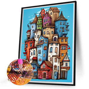 Crowded Town 40*50CM(Picture) Full Round Drill Diamond Painting