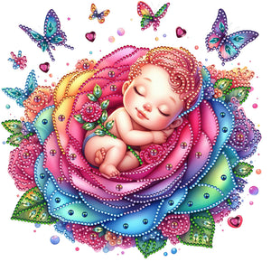 Rose Child 30*30CM(Canvas) Partial Special Shaped Drill Diamond Painting