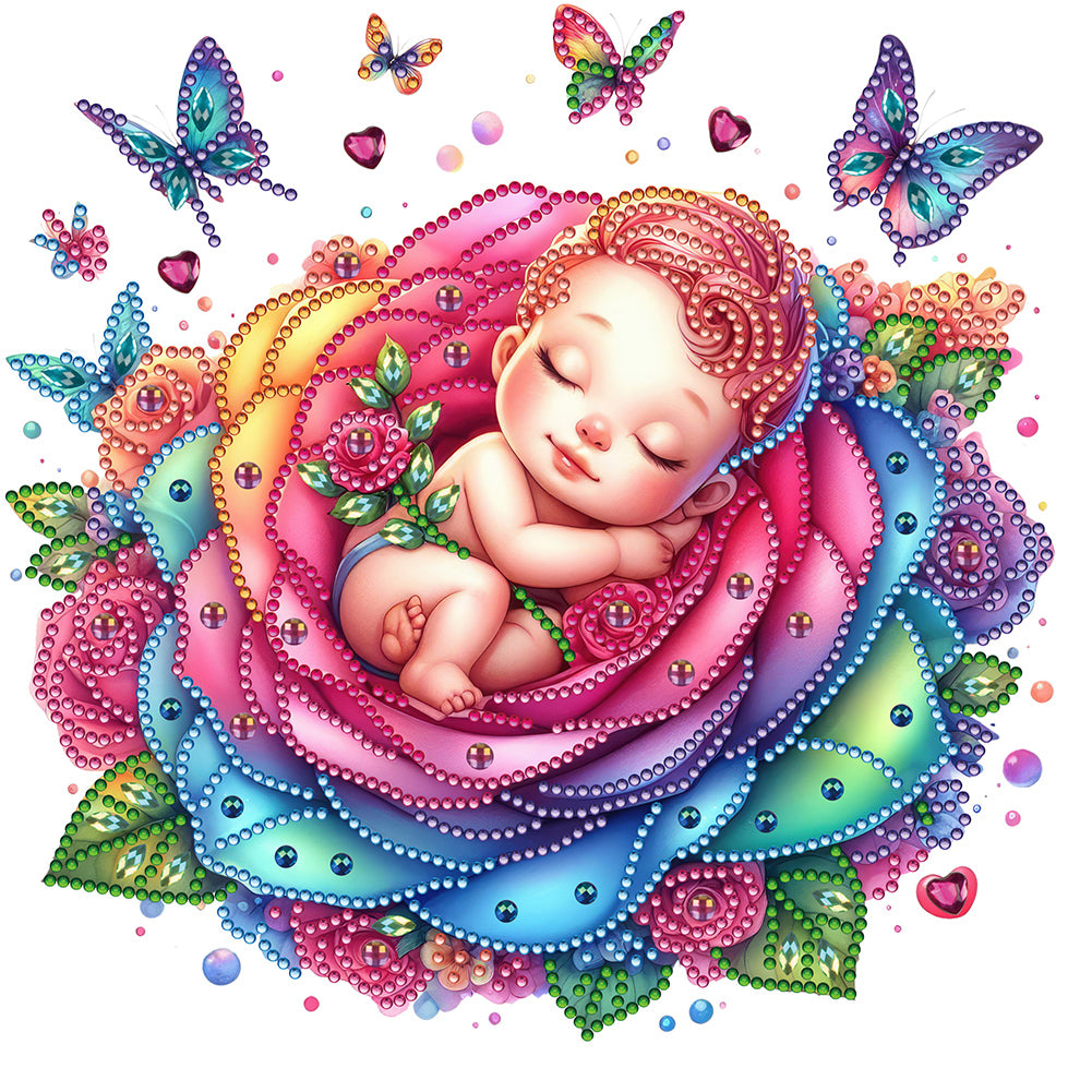 Rose Child 30*30CM(Canvas) Partial Special Shaped Drill Diamond Painting