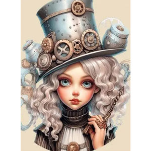 Steampunk Girl 40*55CM(Picture) Full Round Drill Diamond Painting