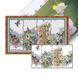 Joy Sunday - Four Seasons Birds - 49*28CM 14CT 2 Stamped Cross Stitch