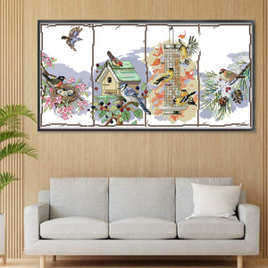 Joy Sunday - Four Seasons Birds - 49*28CM 14CT 2 Stamped Cross Stitch