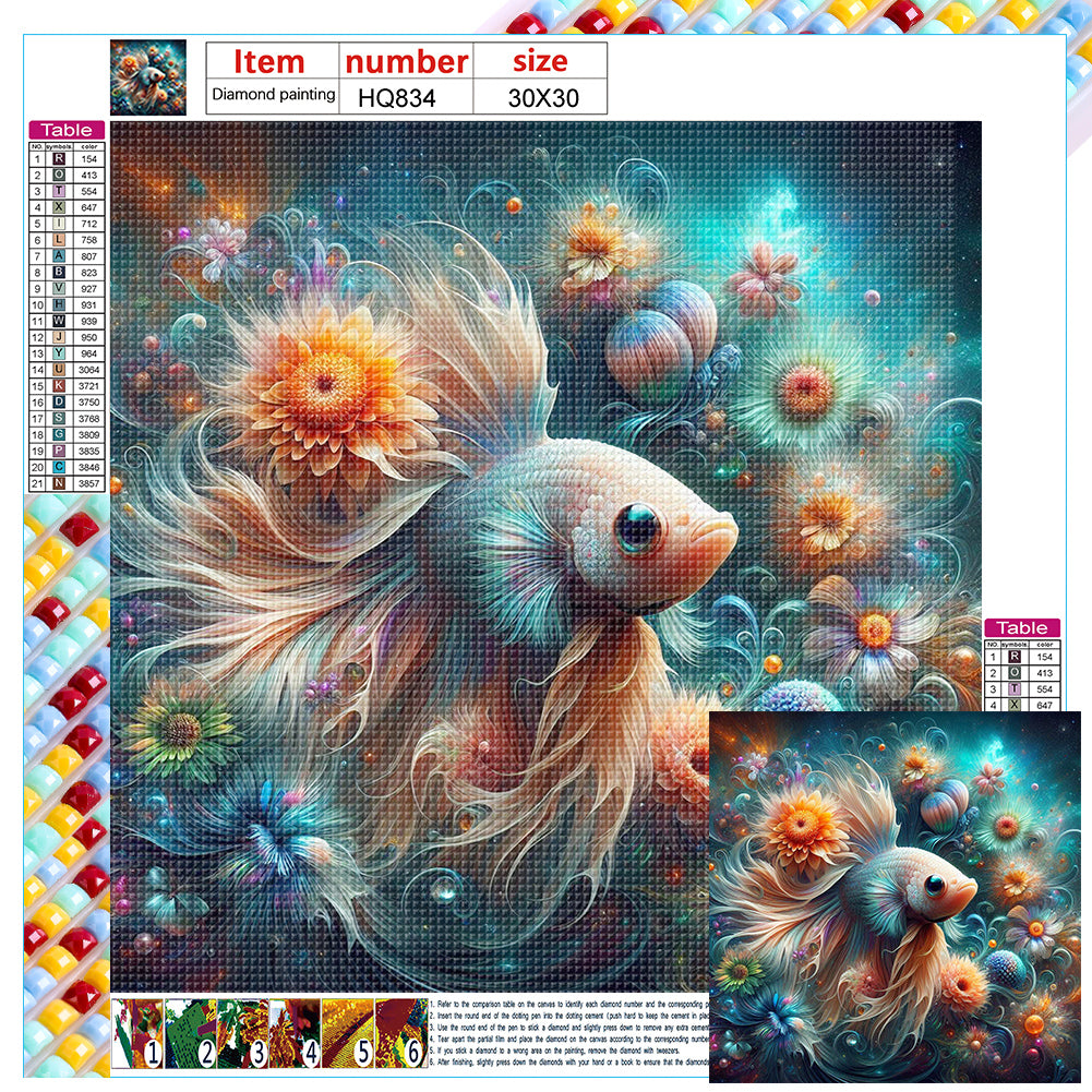 Flower Sea Betta 30*30CM(Canvas) Full Square Drill Diamond Painting
