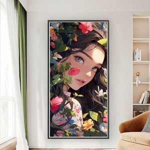 Huancan - Flower Girl - 40*80CM 11CT 3 Stamped Cross Stitch