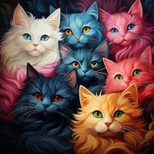 Load image into Gallery viewer, Colorful Cat 40*40CM(Canvas) Full Round Drill Diamond Painting
