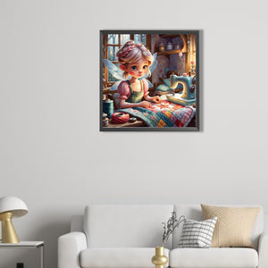 Sewing Elf Girl 40*40CM(Picture) Full Round Drill Diamond Painting