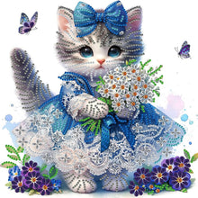 Load image into Gallery viewer, Cat With Bouquet 30*30CM(Canvas) Partial Special Shaped Drill Diamond Painting

