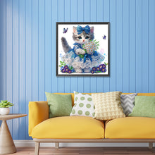 Load image into Gallery viewer, Cat With Bouquet 30*30CM(Canvas) Partial Special Shaped Drill Diamond Painting

