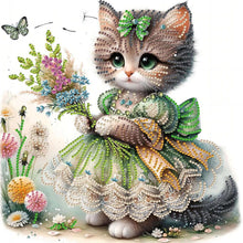 Load image into Gallery viewer, Cat With Bouquet 30*30CM(Canvas) Partial Special Shaped Drill Diamond Painting

