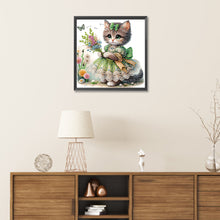 Load image into Gallery viewer, Cat With Bouquet 30*30CM(Canvas) Partial Special Shaped Drill Diamond Painting

