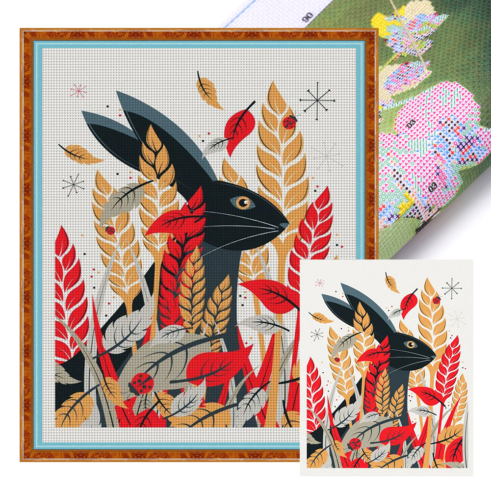 Yishu - Rabbit In The Wheat Field - 40*50CM 11CT 3 Stamped Cross Stitch