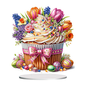 Special Shape Easter Cake Cute Desktop Diamond Art Kit Home Office Decor(Flower)